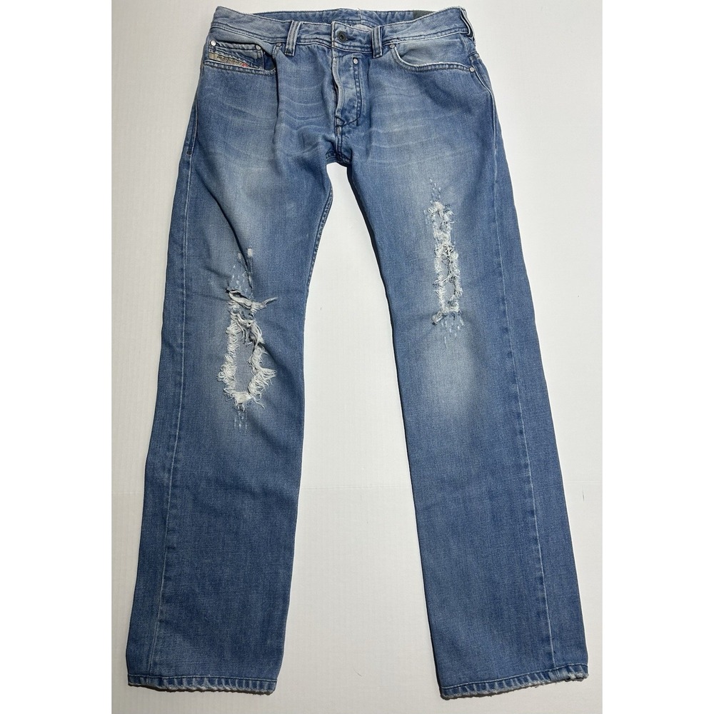 Diesel Safado Distressed Jeans Slim Cut Straight Leg Size 34x32 Full Button Fly